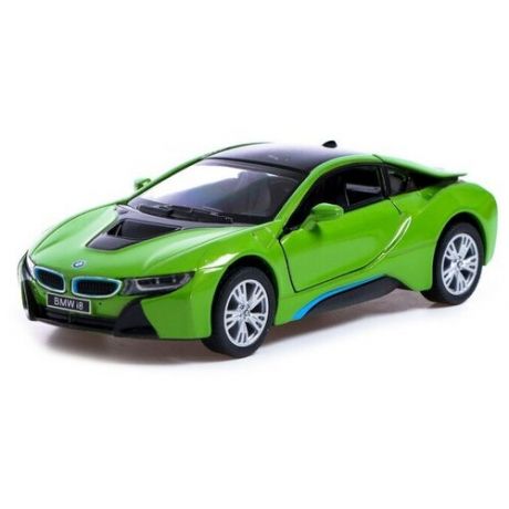 Машина металлическая BMW i8, 1:36, открываются двери, инерция, цвет зелёный