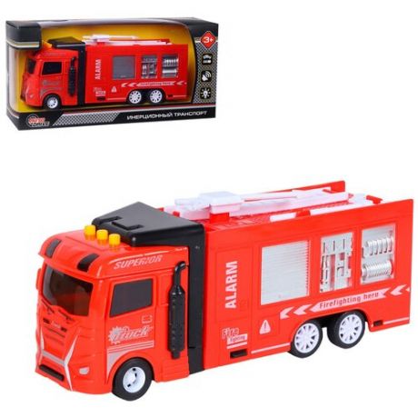 Игрушечная машинка Пожарная машина ТМ AUTODRIVE, фрикционный, спецтранспорт, спецслужба, свет, звук, красный, JB0404503