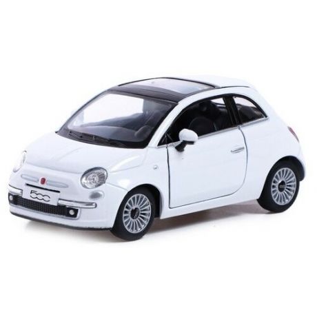 Машина металлическая Fiat 500, 1:28, открываются двери, инерция, цвет белый