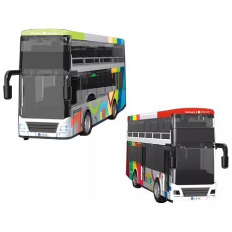 Модель автобуса двухэтажный металлический со светом и звуком, инерционный (YD6631A)