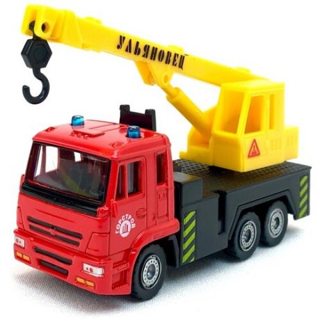 Металлическая модель машины Автокран, 1:64, подвижный кран, строительная техника, Fast Wheels детская игрушка машинка, 9х5х3 см