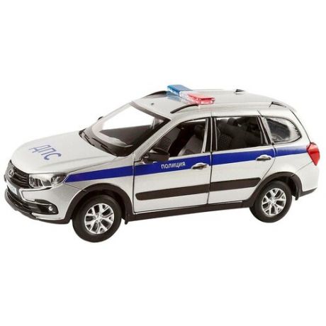 Автопанорама Машина металлическая «Lada Полиция» 1:24, цвет серебряный, открываются двери, капот и багажник, световые и звуковые эффекты