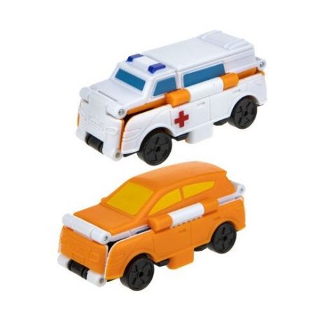 Машинка 1 TOY Transcar Double 2 в 1: Скорая помощь/Кроссовер (Т18288), 8 см, белый/оранжевый