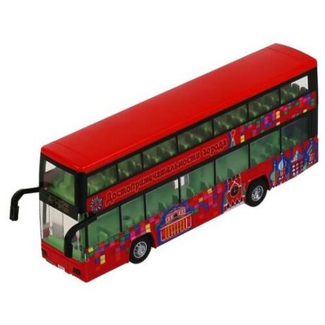Технопарк "Технопарк" Автобус двухэтажный металл, инерция, открываются двери и люк, 22.5 см (свет, звук) 1705C051-R