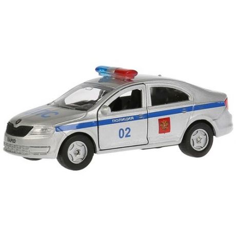 Легковой автомобиль ТЕХНОПАРК Skoda Rapid Полиция (SB-18-22-SR-P-WB), 12 см, серебристый