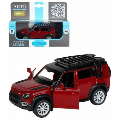 Машинка металлическая инерционная коллекционная М 1:43 ТМ "Автопанорама" 2020 Land Rover Defender 110, свет, звук, коллекция, игрушечная машина, игрушки для детей, игрушки для мальчиков, цвет красный, в/к 17,5 х 12,5 х 6,5 см