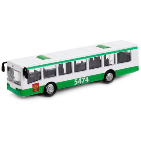 Автобус ТЕХНОПАРК SB-16-65-BUS-WB, 16.5 см, белый/зеленый