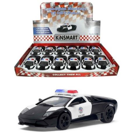 Машинка металлическая Kinsmart 1:36 «Lamborghini Murcielago LP640 (Police)» KT5317DP инерционная