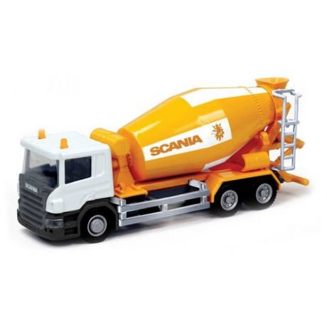 Машинка металлическая Uni-Fortune RMZ City 1:64 Бетономешалка Scania, без механизмов, цвет оранжевый, 18.8 x 5.17 x 9 см