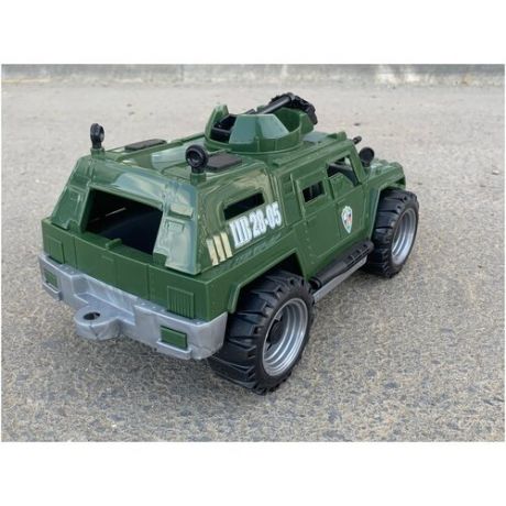 Машинка игрушка военный джип на больших колесах с пулеметом крепкий пластик для дома и улицы российская игрушка