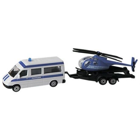 Набор машин металлических "Полиция": микроавтобус, вертолет Пламенный мотор 870367