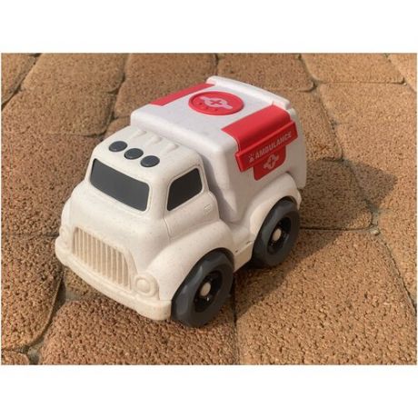 Машинка для маленьких детей из БИО пластика открывается дверь легко крутятся колеса скорая помощь игрушка для малышей