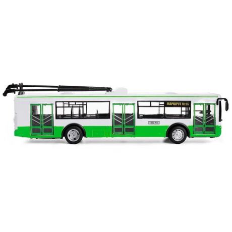 Троллейбус маршрут Зеленый PS_9690-A свет, звук, двери открываются, инерционный привод