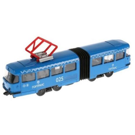 Трамвай Технопарк сочлененный, Гортранс, инерционный, свет, звук SB-18-01-BL-WB(IC)