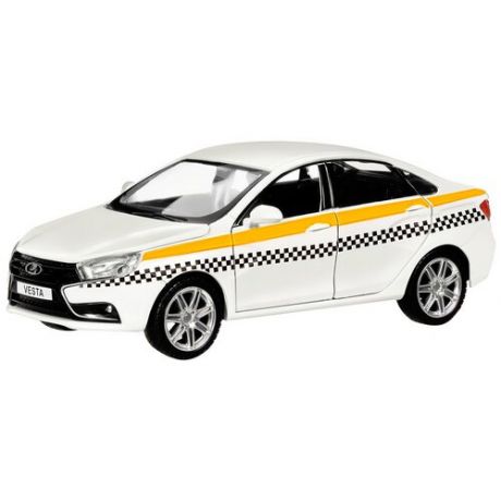 Машина "автопанорама" LADA VESTA "такси" белый, 1/24, свет, звук, инерция, в/к 24,5*12,5*10,5 см