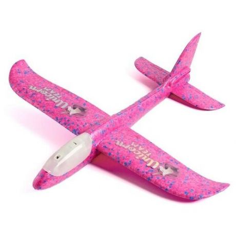 Самолёт Unicorn team 31х35см, розовый, диодный Funny toys 5570194 .