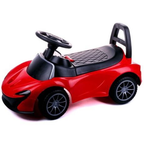 Детский самоходный автомобиль- каталка, из пластика, с подсветкой и звуковыми эффектами, красного цвета