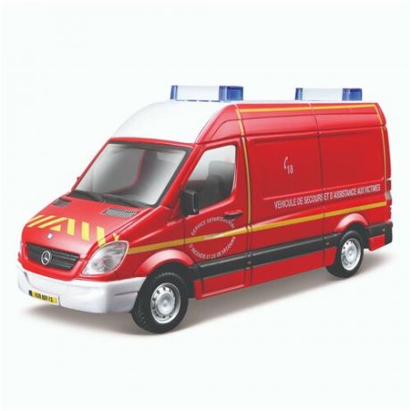 Bburago Коллекционная полицейская машинка Mercedes Benz Sprinter, 1:50, красная