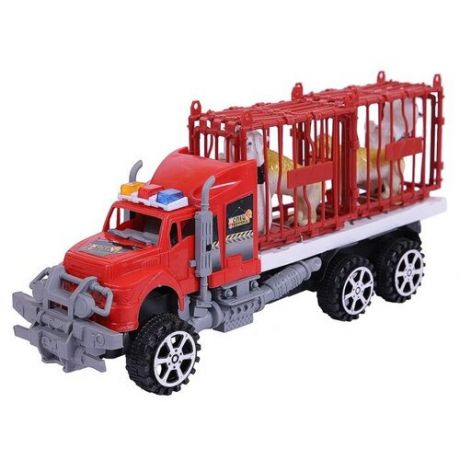 Автовоз ABtoys с четырьмя фигурками животных C-00369, 32 см, красный