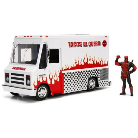 Набор Hollywood Rides: Marvel Deadpool – модель машины Taco Truck (масштаб 1:24) + фигурка Deadpool Figure 2,75