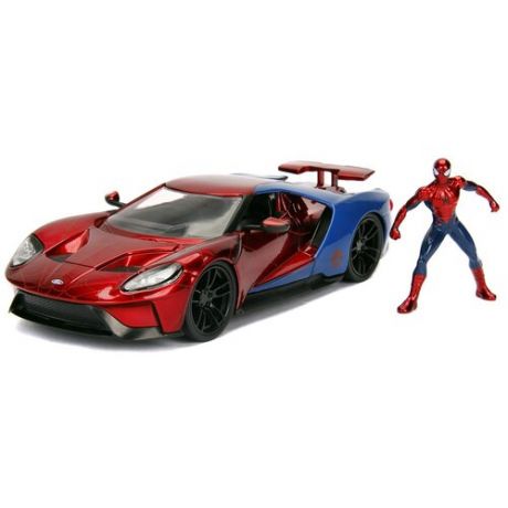 Набор Hollywood Rides: Marvel Spider-Man – модель машины 2017 Ford GT (масштаб 1:24) + фигурка Spider-Man Figure 2,75"