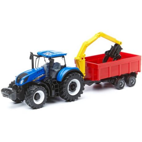 Трактор Bburago New Holland Farm Tractor 18-31650/3 1:32, синий/красный