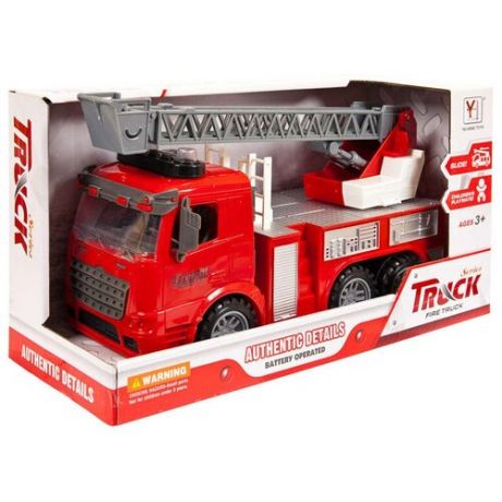 Пожарный автомобиль Ya Hang Toys с выдвижной лестницей (98-616A), красный