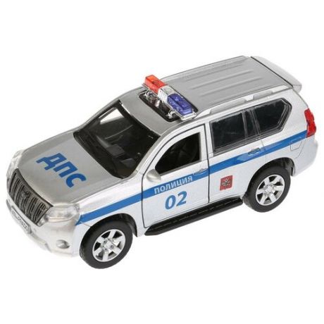 Внедорожник ТЕХНОПАРК Toyota Prado Полиция (PRADO-P, PRADO-P-WH), 12 см, белый/синий