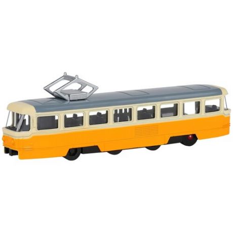 Трамвай Автопанорама, 1/90, бело-желтый, инерционный JB1251425