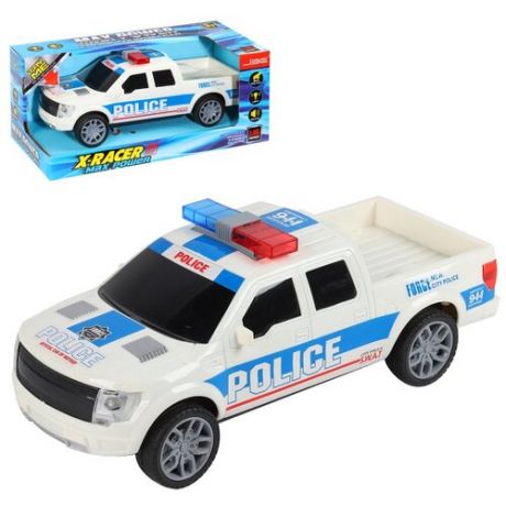 Машинка детская инерционная "Полиция" со светом и звуком, на батарейках, белый, в/к 28,5*13,5*12см