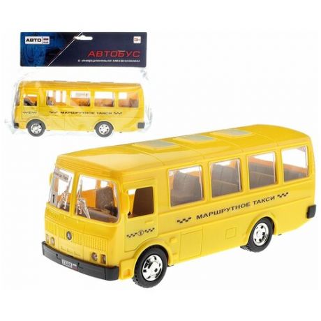Автобус инерционный автоrus "Маршрутное такси", открывается дверь, 22*9*8 см, в пакете (132АР)