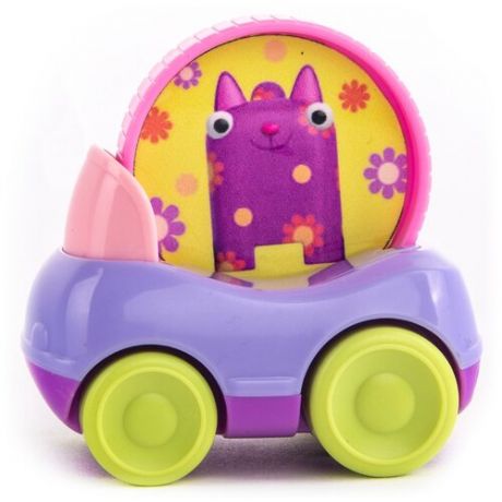 Машинка Деревяшки Кошечка Мяу с кругом (18WMN03), 7 см, фиолетовый/розовый