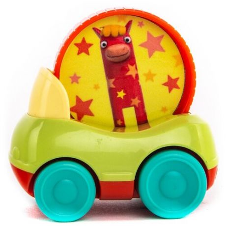 Машинка Деревяшки Лошадка Иго-Го с кругом (18WMN01), 7 см, зеленый/желтый/красный