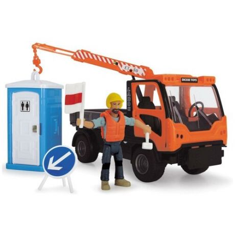 Автокран Dickie Toys Playlife Санитарный сервис (3835005), 21.5 см, оранжевый/серый/голубой