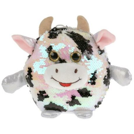 Мягкая игрушка Мульти-Пульти Пятнистая корова из пайеток, 17 см