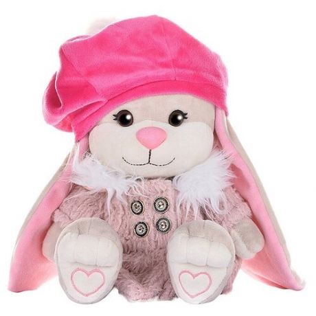 Мягкая игрушка Jack & Lin Зайка Лин в розовом пальто и яркой шапке, 25 см