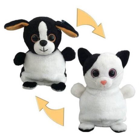 Мягкая игрушка Junfa toys Перевертыши Кошка-Собака, 16 см