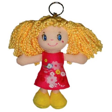 Игрушка-брелок ABtoys Кукла блондинка в красном платье, 15 см