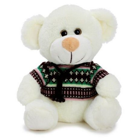 Мягкая игрушка Unaky Soft Toy Мишка Сильвестр в свитере, 19 см, белый