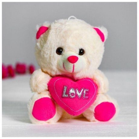 Мягкая игрушка «Мишутка с сердцем», цвет розовый