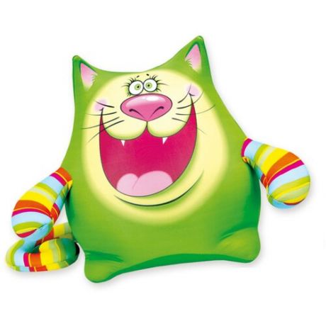 Мягкая игрушка антистресс Штучки, к которым тянутся ручки Котик веселый животик, зеленый
