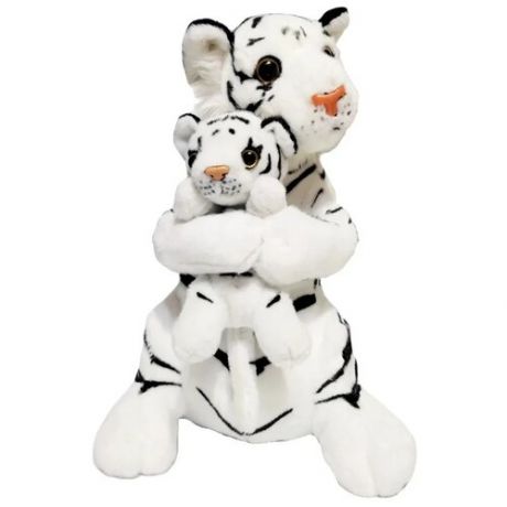 Белый тигр с детенышем, 35 см, белый