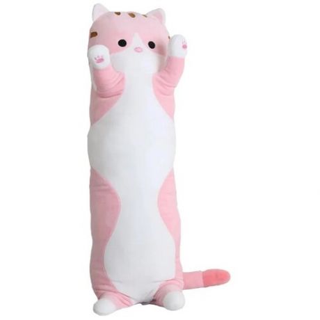 Мягкая плюшевая игрушка Длинный Кот подушка батон 30 см Розовый