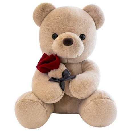 Плюшевый мишка Мягкая игрушка Медведь с розой коричневый 45 см