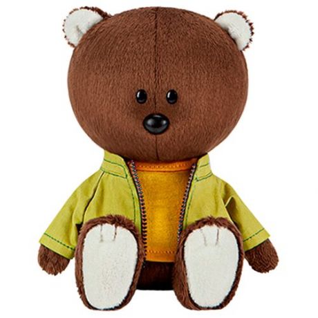 Мягкая игрушка Лесята Медведь Федот в оранжевой майке и курточке, 15 см