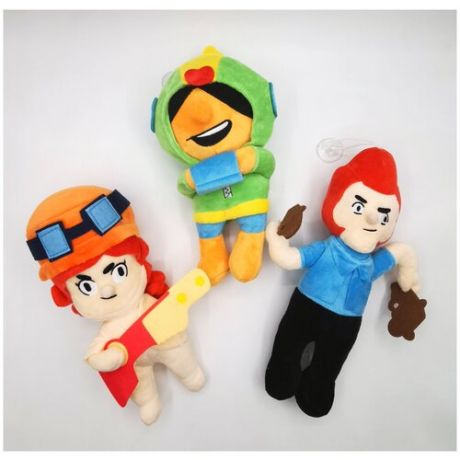 Мягкие игрушки Бравл Старс (Brawl Stars) набор 3 героя, размер 25 см