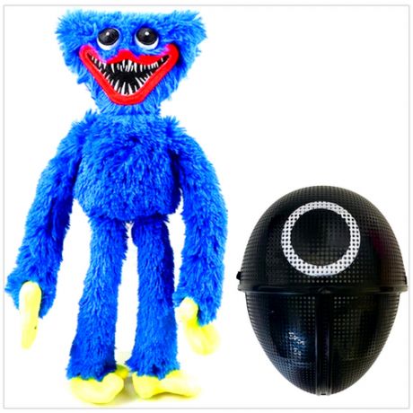 Хаги Ваги мягкая игрушка большая 35 см синий + маска / монстр хагги вагги плюшевый / poppy playtime haggi waggy / хаги / хаги ваги
