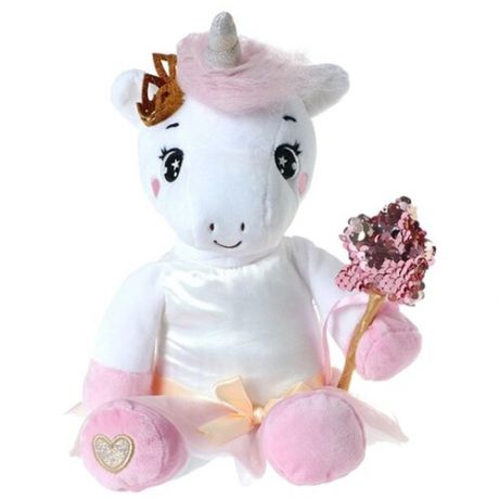Мягкая игрушка Pomposhki Единорожка фея, 21 см, белый/розовый