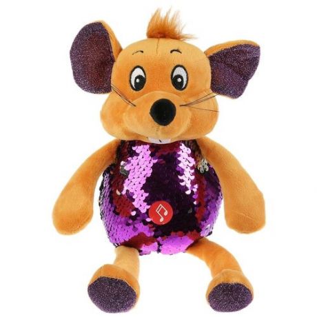 Мягкая игрушка Мульти-Пульти Мышка фиолетовая блестящая, муз. чип, 21 см