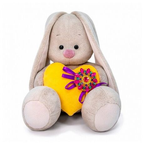 Мягкая игрушка Basik&Co Зайка Ми с сердечком с брошкой 23 см